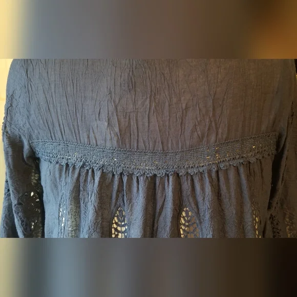 Nanette Lepore Swim Navy Blue Cotton Lace Women's Top Size L - Picture 3 of 7